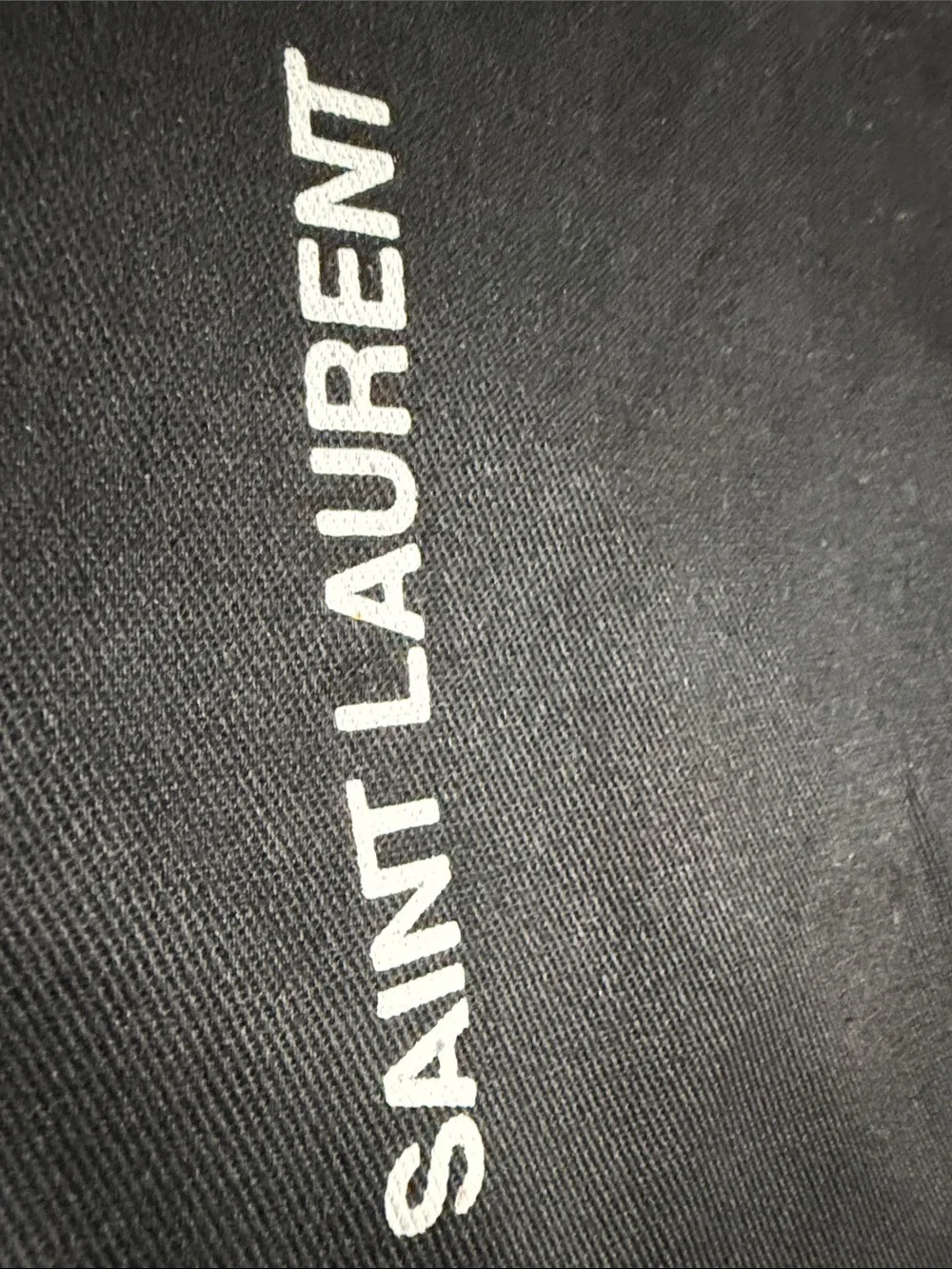 Saint Laurent Black and White Logo Drawstring Pouch